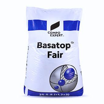 Rasendünger im 25 KG Sack. Produktname ist Basatop Fair von der Firma Compo Expert